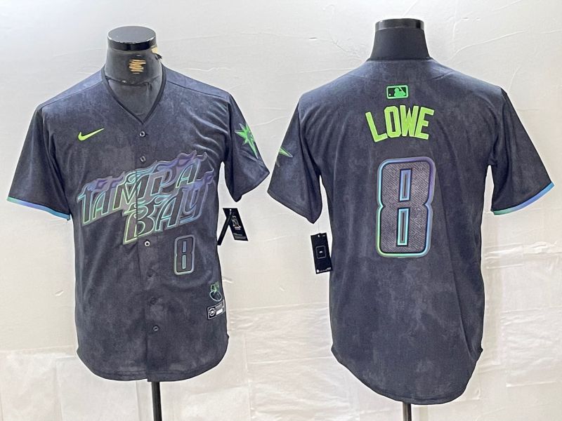 Men Tampa Bay Rays 8 Lowe Nike MLB Limited City Connect Black 2024 Jersey style 4
